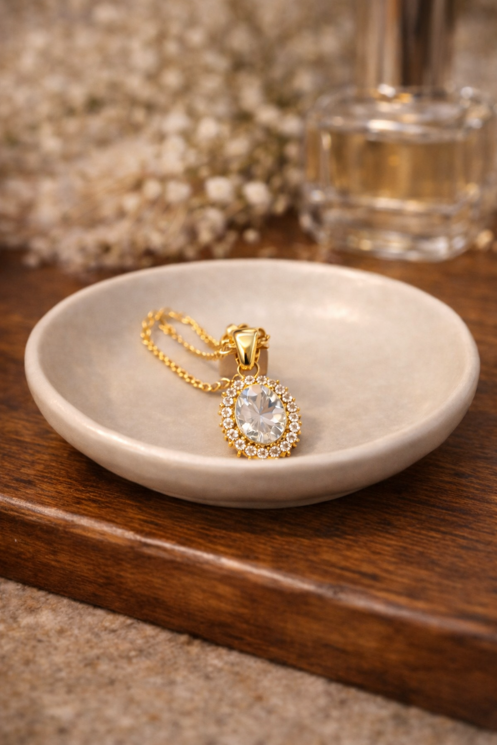 Elara Cushion Halo Pendant Necklace