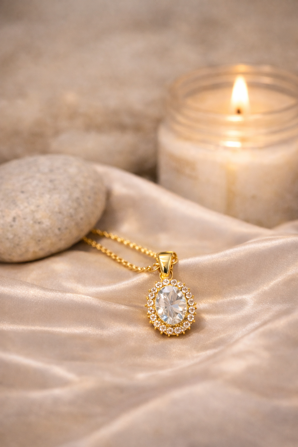 Elara Cushion Halo Pendant Necklace