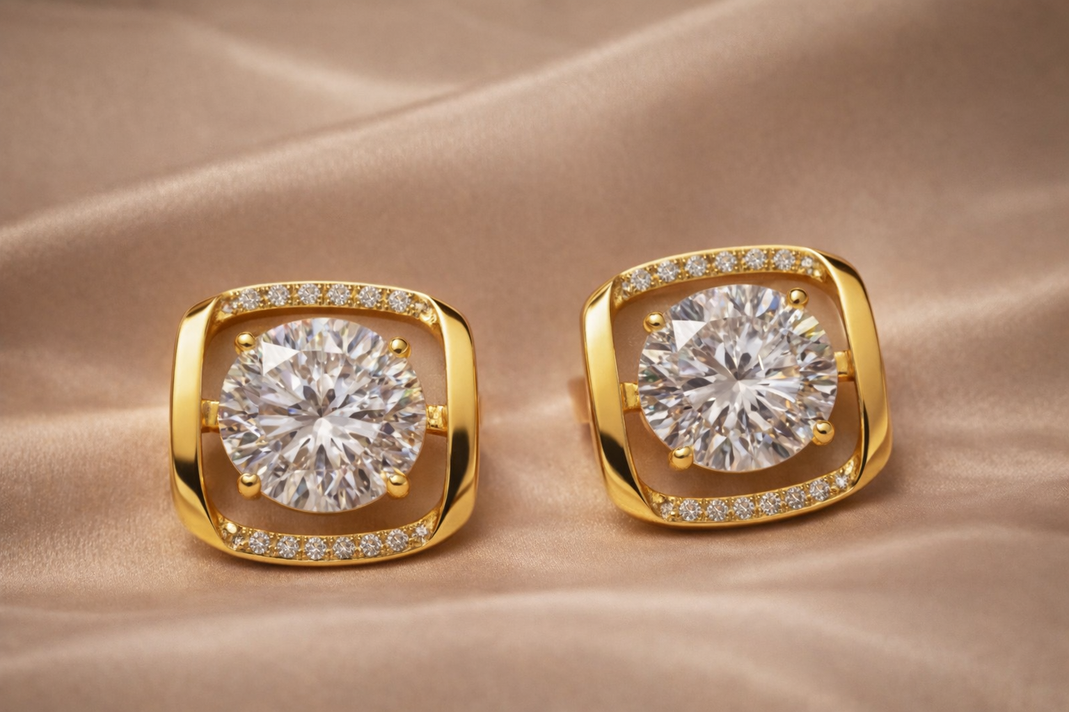 Auréa Cushion Halo Stud Earrings