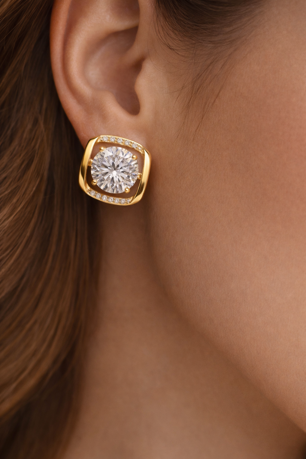 Auréa Cushion Halo Stud Earrings
